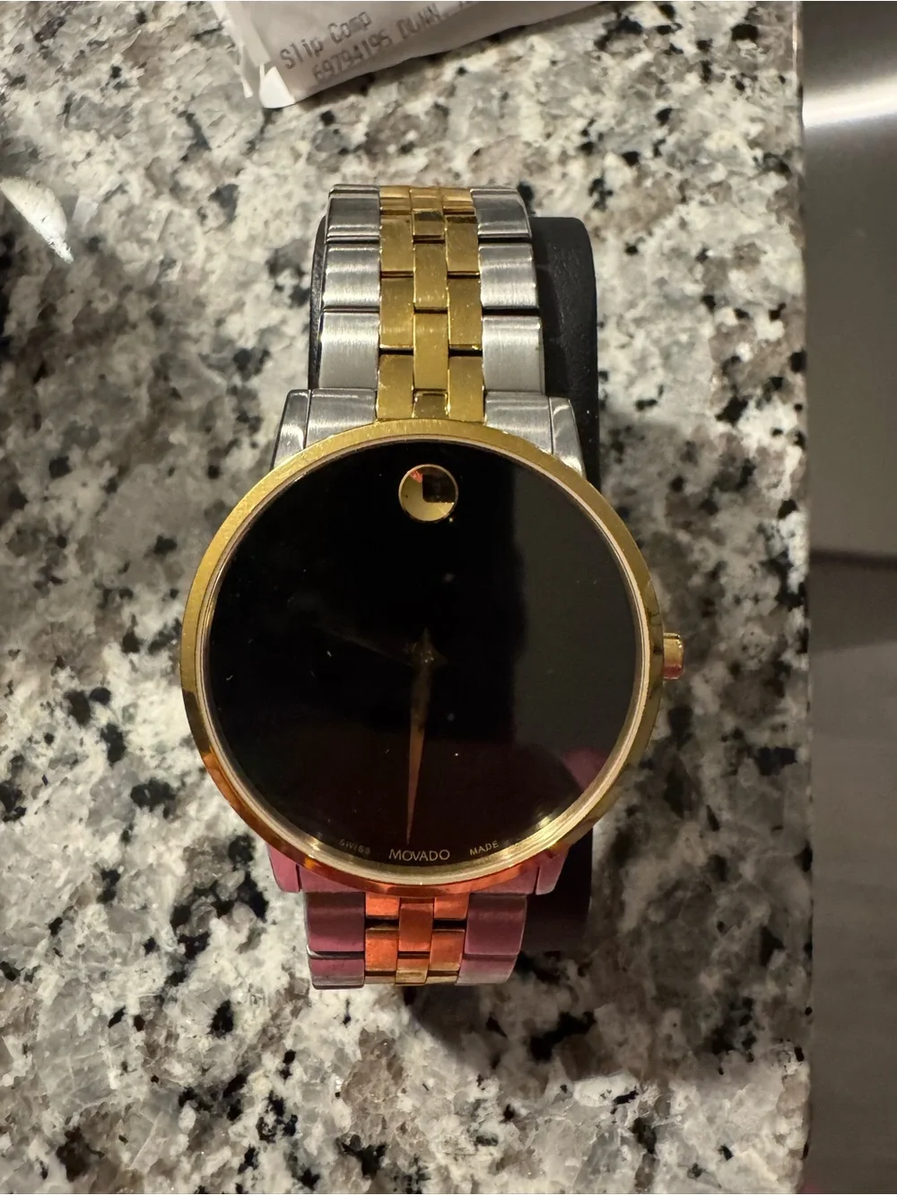 New BOLD Movado Two-Tone Black and Gold Minimalist Men's Watch
